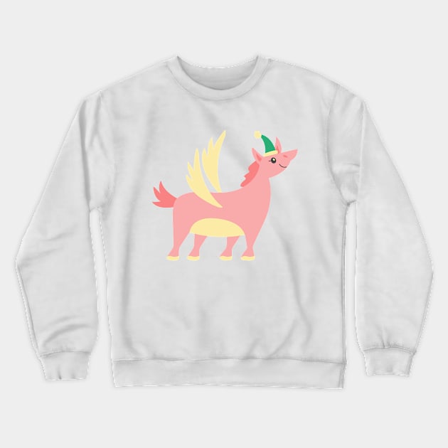 Cute Christmas Unicorn Crewneck Sweatshirt by FunnyMoonCosmic